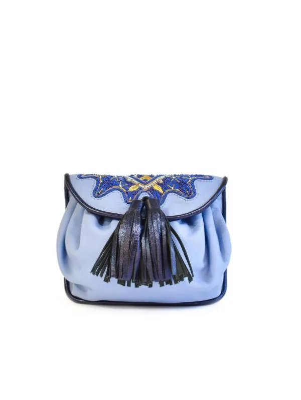 MINI ACCORDION BAG+TASSEL - yacht blue-neva