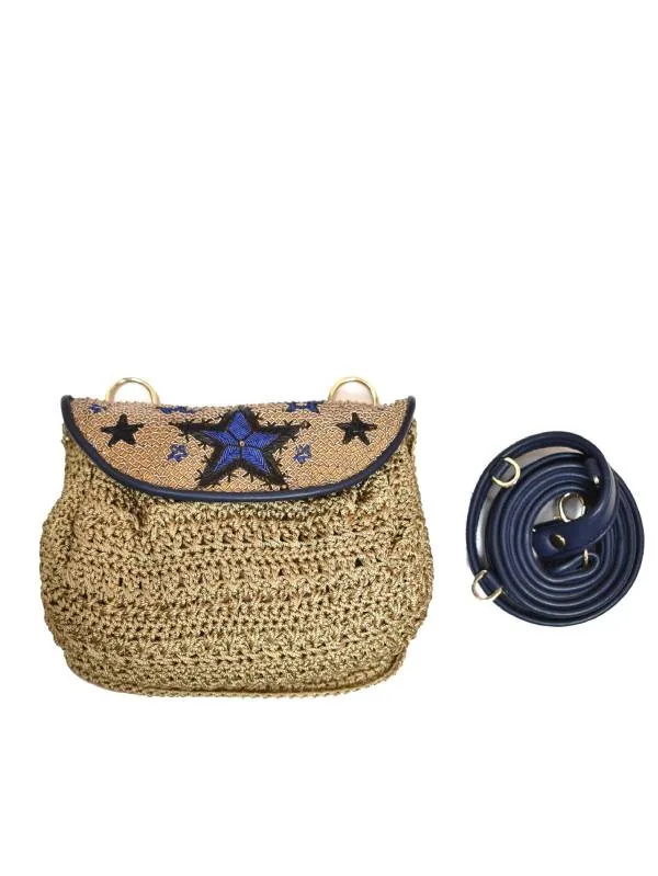 STARRY NIGHT ACCORDION BAG - crochet cement/blue