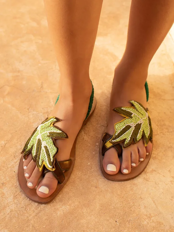 PALM SLINGBACK - td brown yellow-olive alternate view