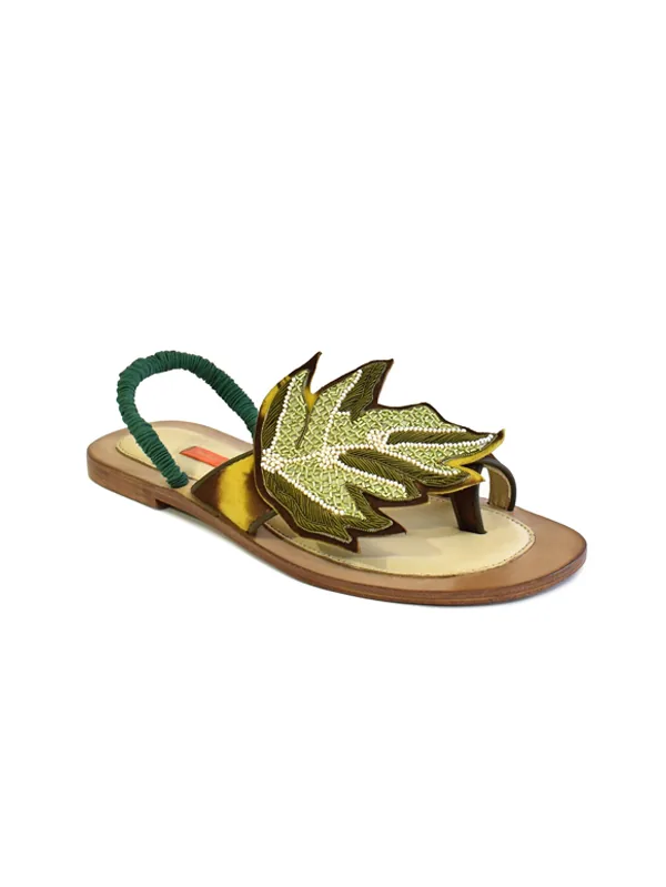 PALM SLINGBACK - td brown yellow-olive